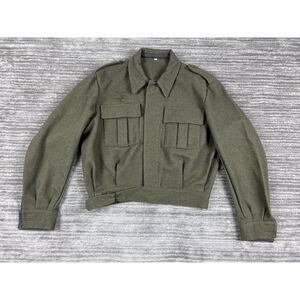 Vintage‎ Military Jacket Army Green Wool Longsleeve Stamped 70's